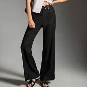 Maeve by Anthropologie Naomi classic  wide leg flare black woman's  pants size 8